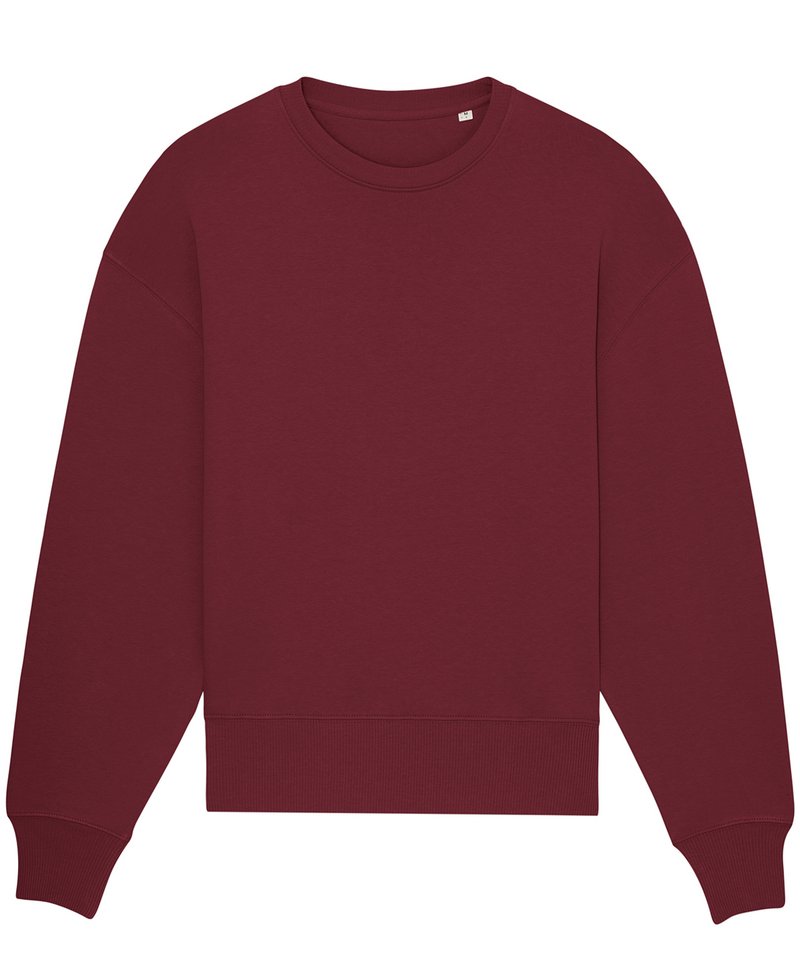 Radder Oversized Brushed Crewneck (Stsu857) in Burgundy by StanleyStella — Custom branded clothing by Print Press, featuring premium embroidery produced in our specialist print lab in the UK.