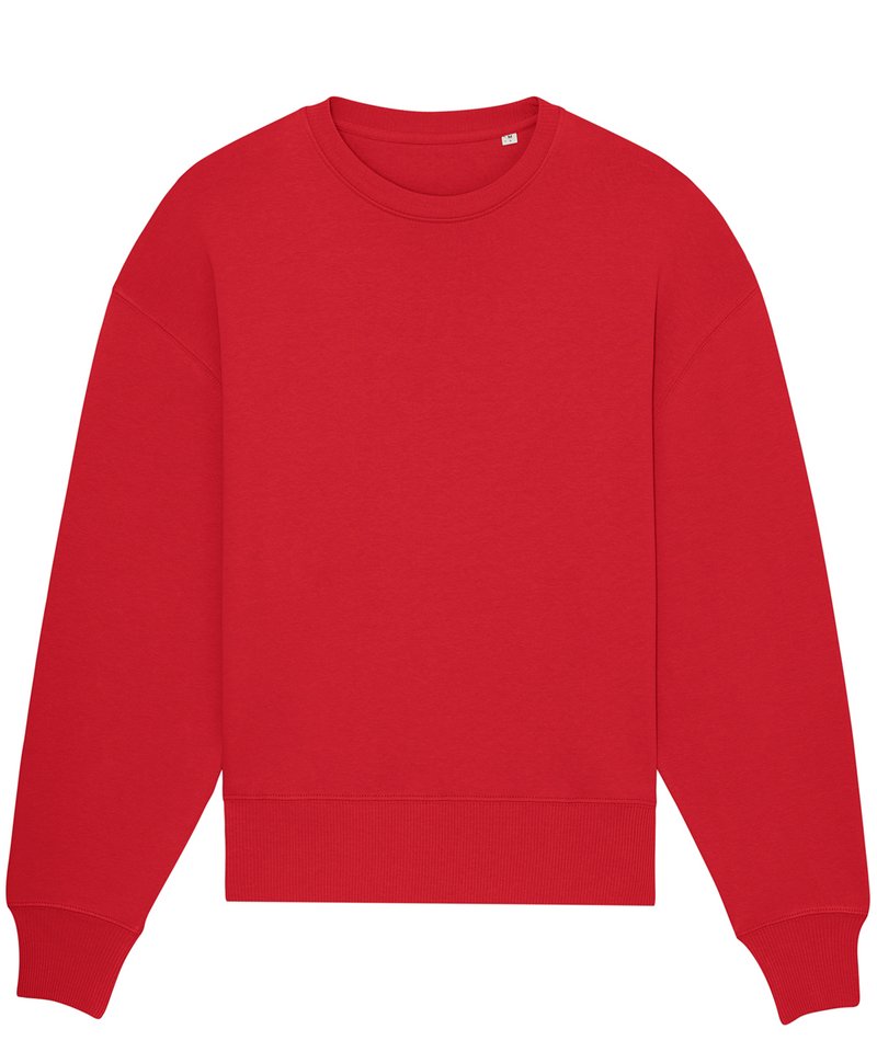 Radder Oversized Brushed Crewneck (Stsu857) in Red by StanleyStella — Custom branded clothing by Print Press, featuring premium embroidery produced in our specialist print lab in the UK.