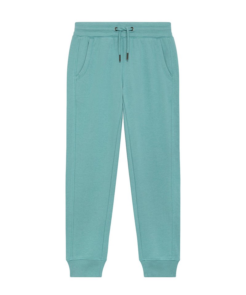 Mini Shake Modern Kids Jogger Pants (Stbk910) in Teal Monstera by StanleyStella — Custom branded clothing by Print Press, featuring premium embroidery produced in our specialist print lab in the UK.
