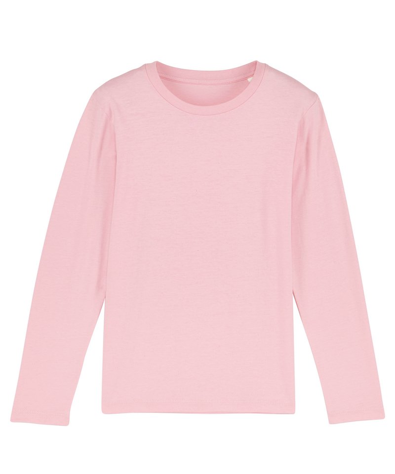 Mini Hopper Long Sleeve Kids T-Shirt (Sttk907) in Cotton Pink by StanleyStella — Custom branded clothing by Print Press, featuring premium embroidery produced in our specialist print lab in the UK.