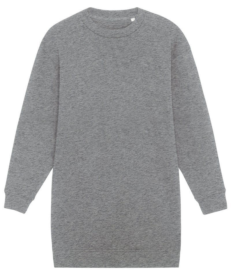 Stella Kicker Women's Crew Neck Oversized Dress (Stdw161) in Mid Heather Grey by StanleyStella — Custom branded clothing by Print Press, featuring premium embroidery produced in our specialist print lab in the UK.