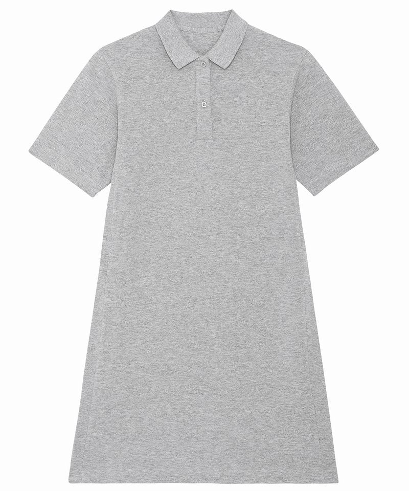 Stella Paiger Women's Pique Polo Dress (Stdw162) in Heather Grey by StanleyStella — Custom branded clothing by Print Press, featuring premium embroidery produced in our specialist print lab in the UK.