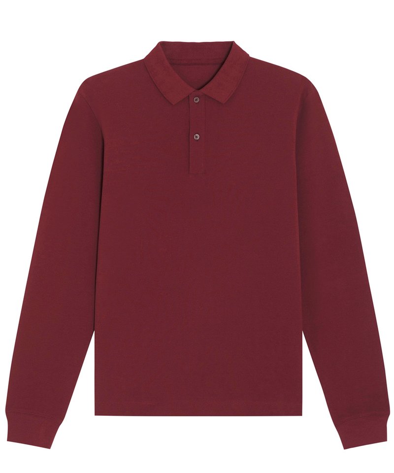 Prepster Long Sleeve Unisex Polo (Stpu332) in Burgundy by StanleyStella — Custom branded clothing by Print Press, featuring premium embroidery produced in our specialist print lab in the UK.