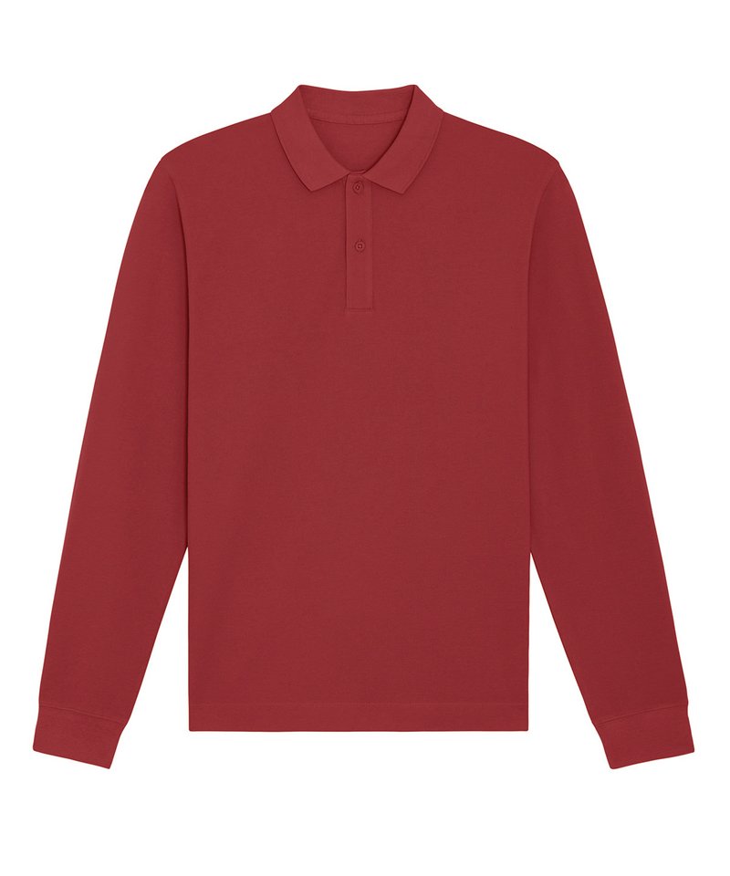 Prepster Long Sleeve Unisex Polo (Stpu332) in Red Earth by StanleyStella — Custom branded clothing by Print Press, featuring premium embroidery produced in our specialist print lab in the UK.