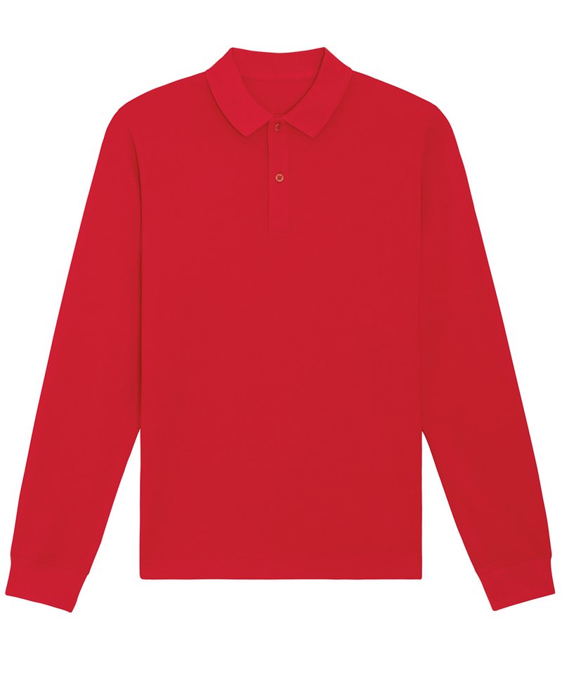 Prepster Long Sleeve Unisex Polo (Stpu332) in Red by StanleyStella — Custom branded clothing by Print Press, featuring premium embroidery produced in our specialist print lab in the UK.
