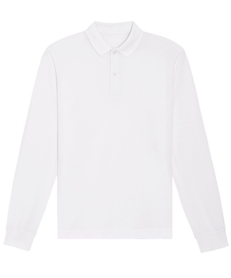 Prepster Long Sleeve Unisex Polo (Stpu332) in White by StanleyStella — Custom branded clothing by Print Press, featuring premium embroidery produced in our specialist print lab in the UK.