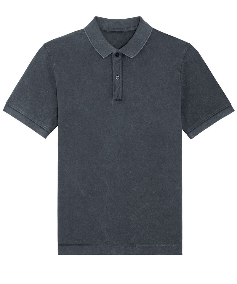 Prepster Vintage Unisex Short Sleeve Polo (Stpu335) in Garment Dyed Aged India Ink Grey by StanleyStella — Custom branded clothing by Print Press, featuring premium embroidery produced in our specialist print lab in the UK.