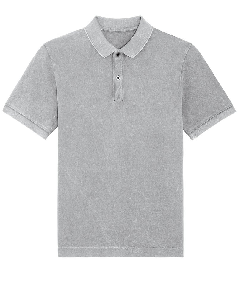 Prepster Vintage Unisex Short Sleeve Polo (Stpu335) in Garment Dyed Aged Light Grey by StanleyStella — Custom branded clothing by Print Press, featuring premium embroidery produced in our specialist print lab in the UK.