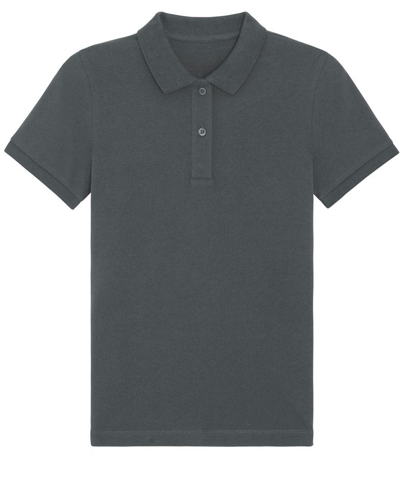 Stella Elliser Women's Fitted Pique Short Sleeve Polo (Stpw333) in Anthracite by StanleyStella — Custom branded clothing by Print Press, featuring premium embroidery produced in our specialist print lab in the UK.