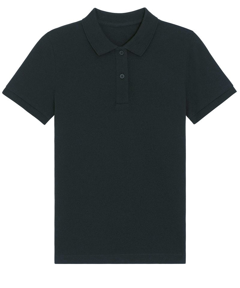 Stella Elliser Women's Fitted Pique Short Sleeve Polo (Stpw333) in Black by StanleyStella — Custom branded clothing by Print Press, featuring premium embroidery produced in our specialist print lab in the UK.