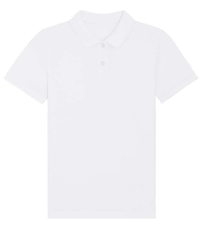Stella Elliser Women's Fitted Pique Short Sleeve Polo (Stpw333) in White by StanleyStella — Custom branded clothing by Print Press, featuring premium embroidery produced in our specialist print lab in the UK.