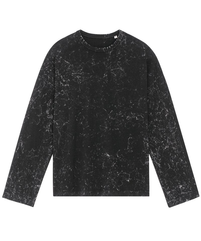 Triber Splatter Oversized Long Sleeve T-Shirt (Sttu791) in Garment Dyed Black Splatter by StanleyStella — Custom branded clothing by Print Press, featuring premium embroidery produced in our specialist print lab in the UK.