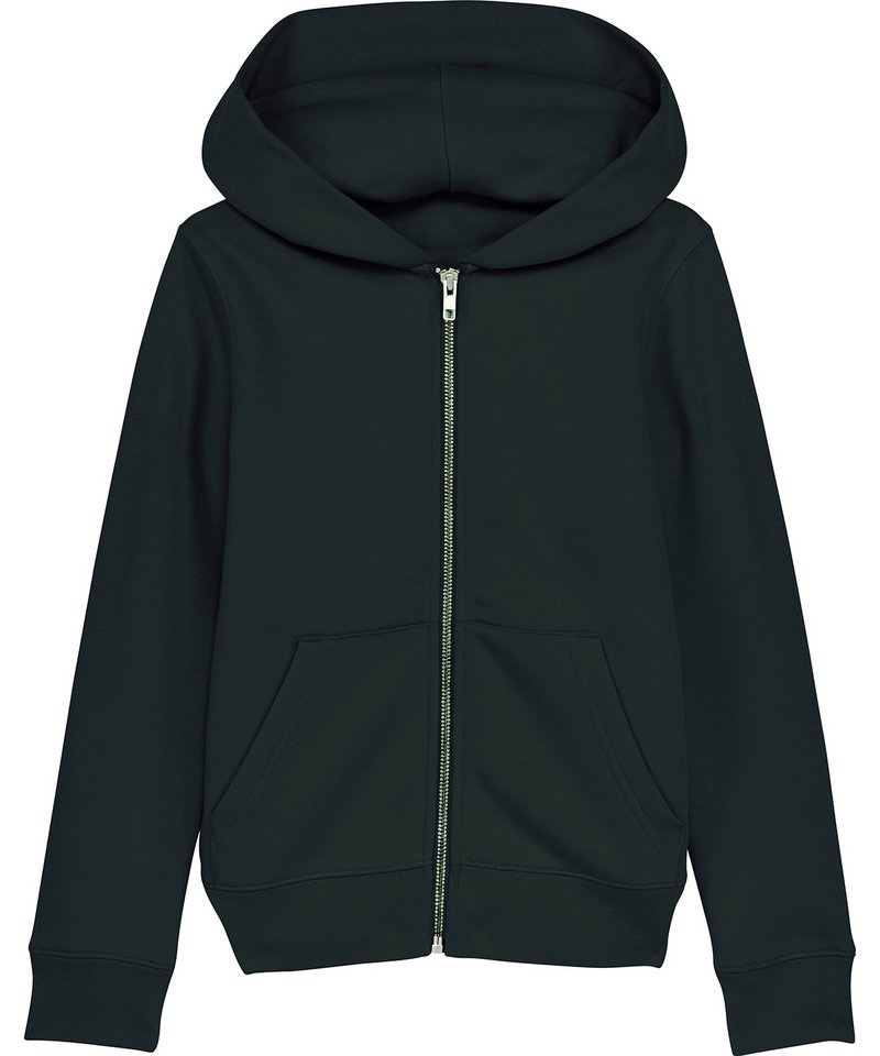 Mini Runner Kids Brushed Zip-Through Sweatshirt (Stsk912) in Black by StanleyStella — Custom branded clothing by Print Press, featuring premium embroidery produced in our specialist print lab in the UK.