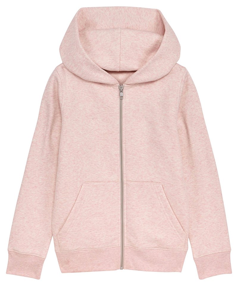 Mini Runner Kids Brushed Zip-Through Sweatshirt (Stsk912) in Cream Heather Pink by StanleyStella — Custom branded clothing by Print Press, featuring premium embroidery produced in our specialist print lab in the UK.