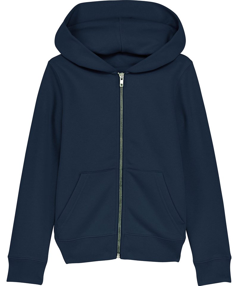 Mini Runner Kids Brushed Zip-Through Sweatshirt (Stsk912) in French Navy by StanleyStella — Custom branded clothing by Print Press, featuring premium embroidery produced in our specialist print lab in the UK.