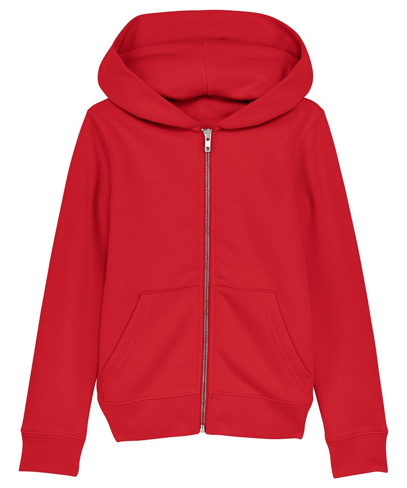 Mini Runner Kids Brushed Zip-Through Sweatshirt (Stsk912) in Red by StanleyStella — Custom branded clothing by Print Press, featuring premium embroidery produced in our specialist print lab in the UK.