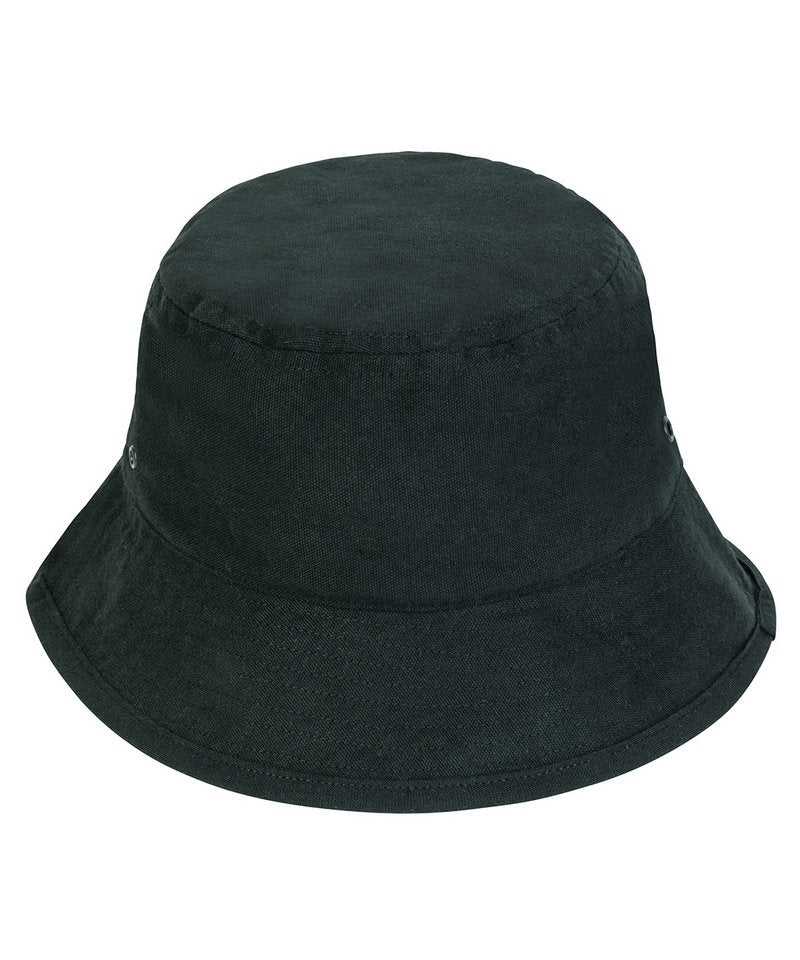 Bucket Hat With Metal Eyelets (Stau893) in Black by StanleyStella — Custom branded clothing by Print Press, featuring premium embroidery produced in our specialist print lab in the UK.