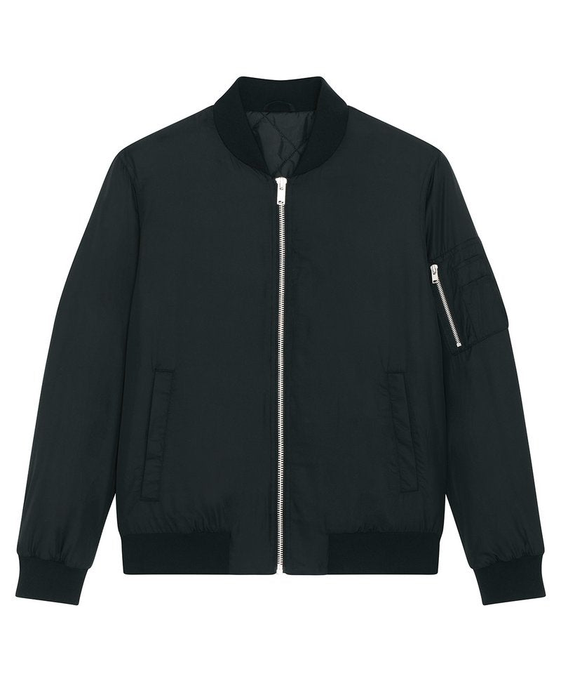 Bomber Jacket With Metal Details (Stju844) in Black by StanleyStella — Custom branded clothing by Print Press, featuring premium embroidery produced in our specialist print lab in the UK.