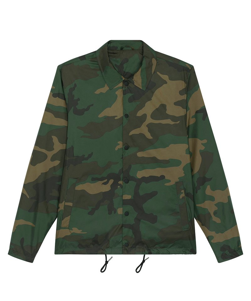 Coacher Aop Camouflage Jacket (Stju879) in Camouflage by StanleyStella — Custom branded clothing by Print Press, featuring premium embroidery produced in our specialist print lab in the UK.