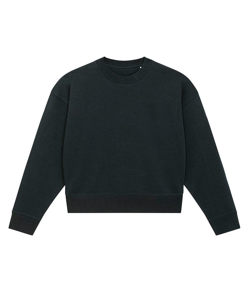 Stella Cropster Terry Women's Cropped Crew Neck Sweatshirt (Stsw873) in Black by StanleyStella — Custom branded clothing by Print Press, featuring premium embroidery produced in our specialist print lab in the UK.