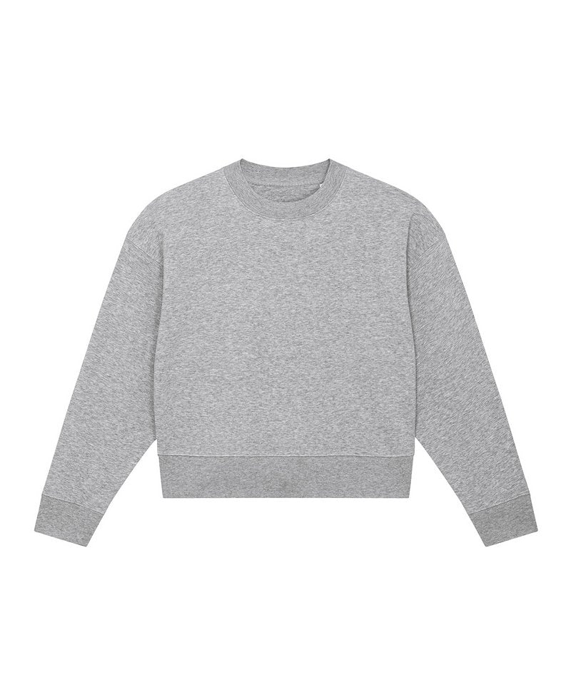 Stella Cropster Terry Women's Cropped Crew Neck Sweatshirt (Stsw873) in Heather Grey by StanleyStella — Custom branded clothing by Print Press, featuring premium embroidery produced in our specialist print lab in the UK.
