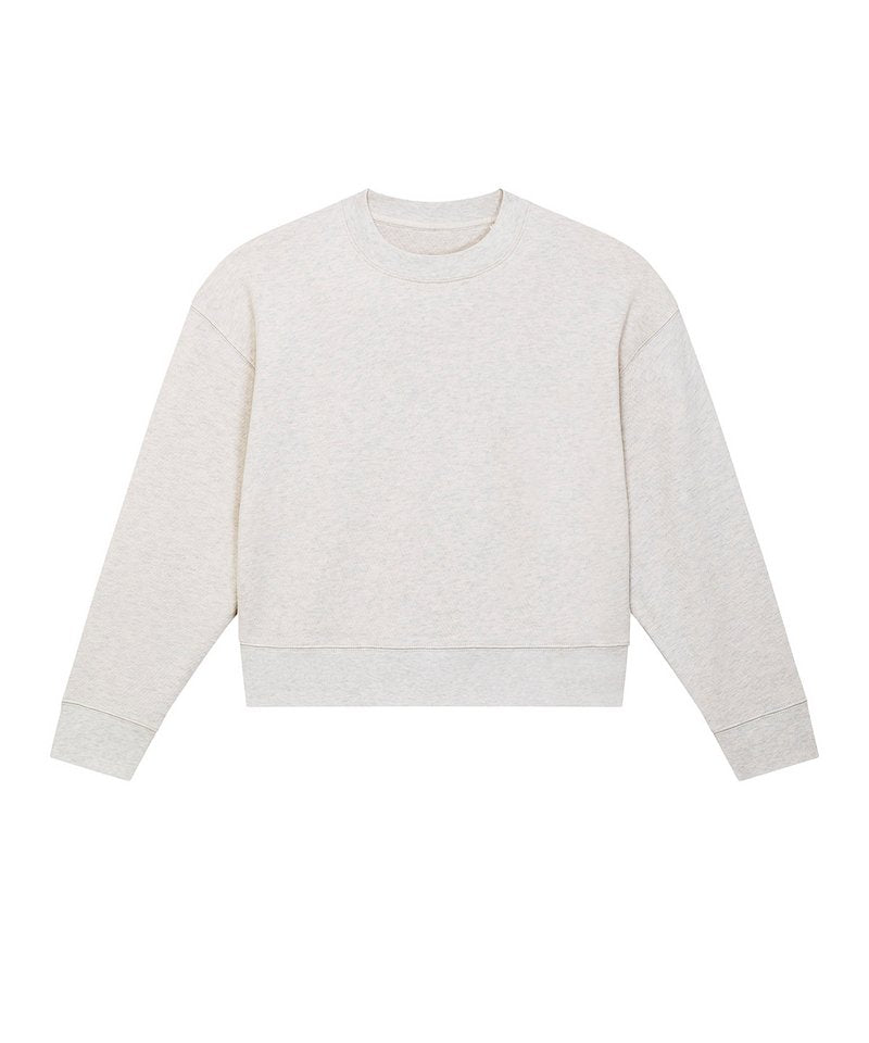 Stella Cropster Wave Terry Women's Cropped Crew Neck Sweatshirt (Stsw874) in Cream Heather Grey by StanleyStella — Custom branded clothing by Print Press, featuring premium embroidery produced in our specialist print lab in the UK.