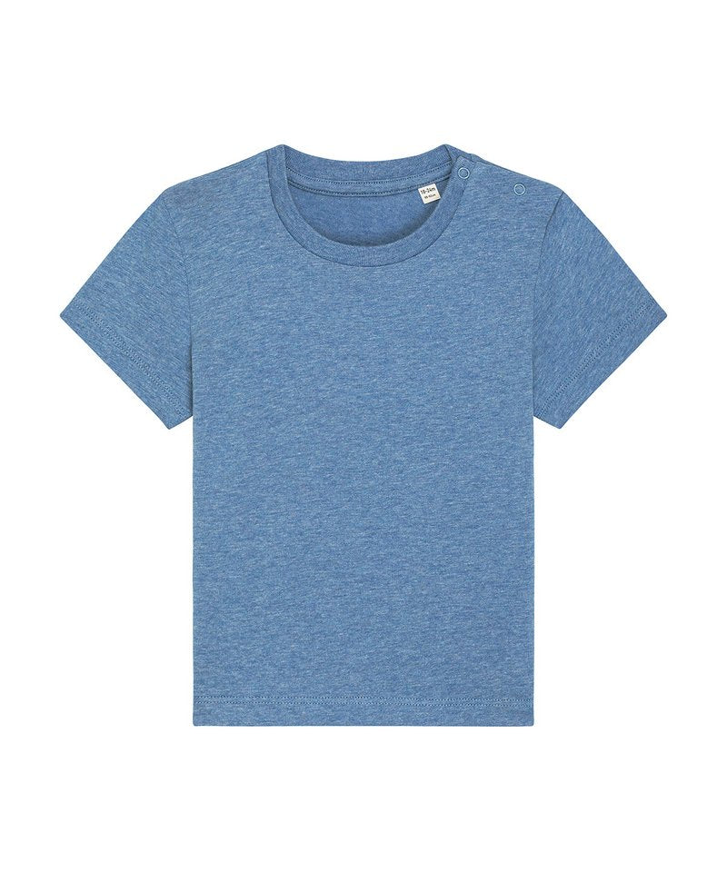 Baby Creator Iconic Babies' T-Shirt (Sttb918) in Mid Heather Blue by StanleyStella — Custom branded clothing by Print Press, featuring premium embroidery produced in our specialist print lab in the UK.
