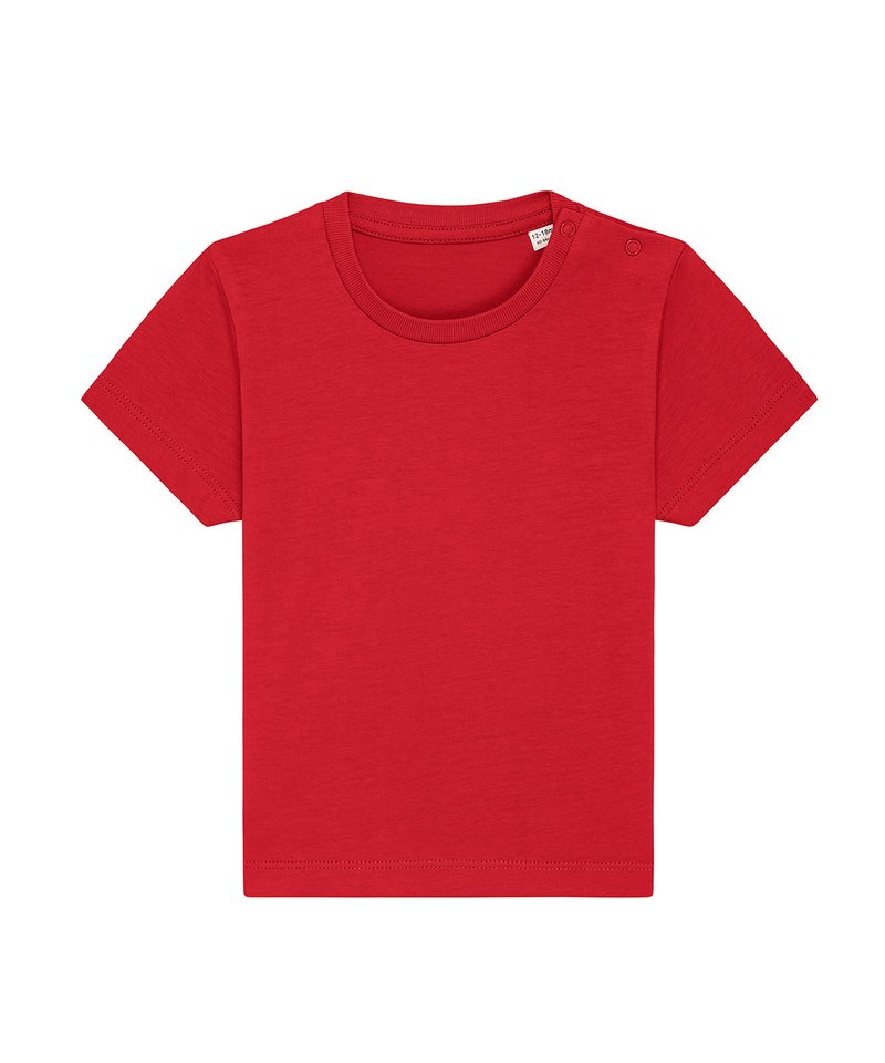 Baby Creator Iconic Babies' T-Shirt (Sttb918) in Red by StanleyStella — Custom branded clothing by Print Press, featuring premium embroidery produced in our specialist print lab in the UK.