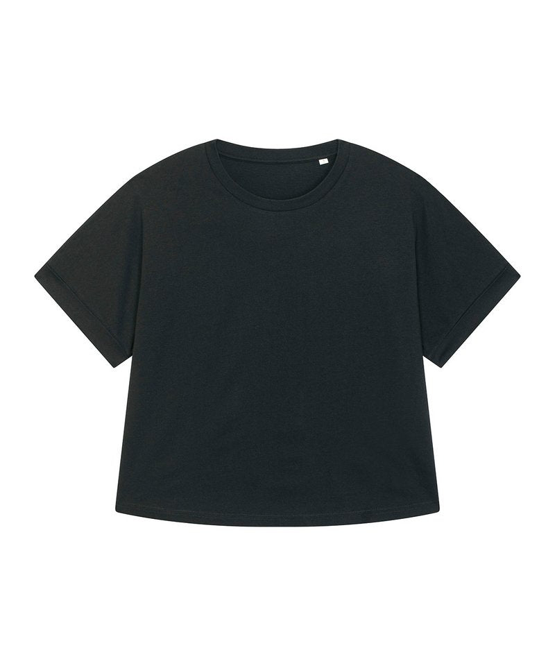 Stella Collider Oversized Women's T-Shirt (Sttw089) in Black by StanleyStella — Custom branded clothing by Print Press, featuring premium embroidery produced in our specialist print lab in the UK.