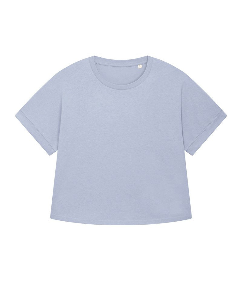 Stella Collider Oversized Women's T-Shirt (Sttw089) in Serene Blue by StanleyStella — Custom branded clothing by Print Press, featuring premium embroidery produced in our specialist print lab in the UK.