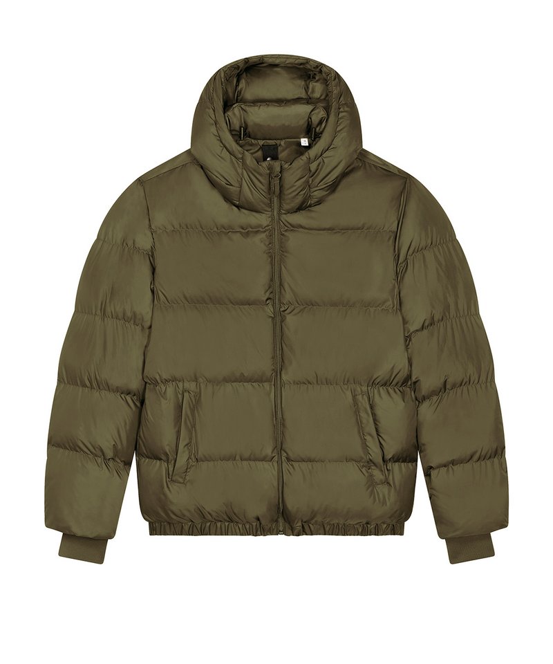 Unisex Puffer Oversized Jacket (Stju840) in British Khaki by StanleyStella — Custom branded clothing by Print Press, featuring premium embroidery produced in our specialist print lab in the UK.