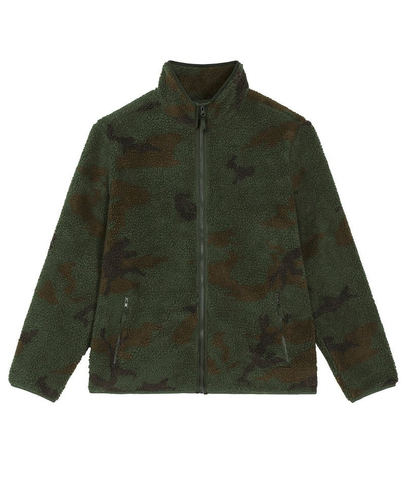 Unisex Outsider Aop Sherpa Zip-Through Jacket (Stju949) in Camo Sherpa by StanleyStella — Custom branded clothing by Print Press, featuring premium embroidery produced in our specialist print lab in the UK.