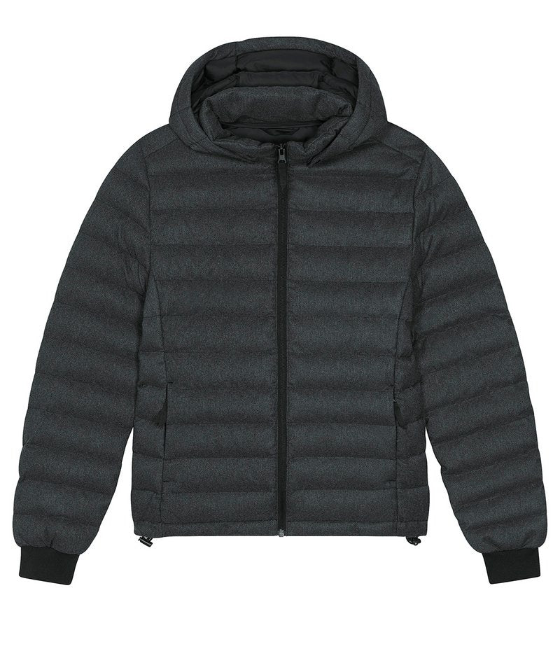 Stella Voyager Wool-Like Padded Jacket (Stjw897) in Dark Heather Grey by StanleyStella — Custom branded clothing by Print Press, featuring premium embroidery produced in our specialist print lab in the UK.