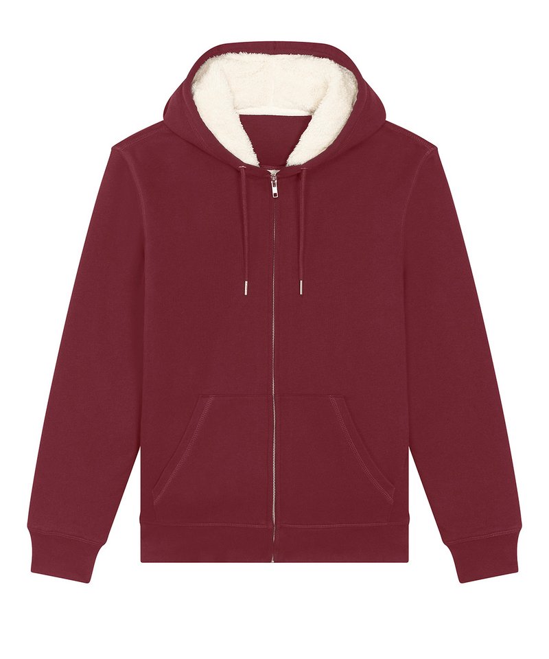 Unisex Hygger Sherpa Zip-Through Sweatshirt (Stsu956) in Burgundy by StanleyStella — Custom branded clothing by Print Press, featuring premium embroidery produced in our specialist print lab in the UK.