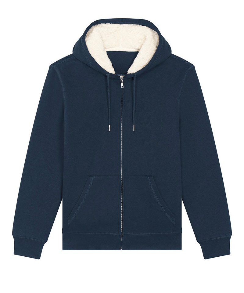 Unisex Hygger Sherpa Zip-Through Sweatshirt (Stsu956) in French Navy by StanleyStella — Custom branded clothing by Print Press, featuring premium embroidery produced in our specialist print lab in the UK.