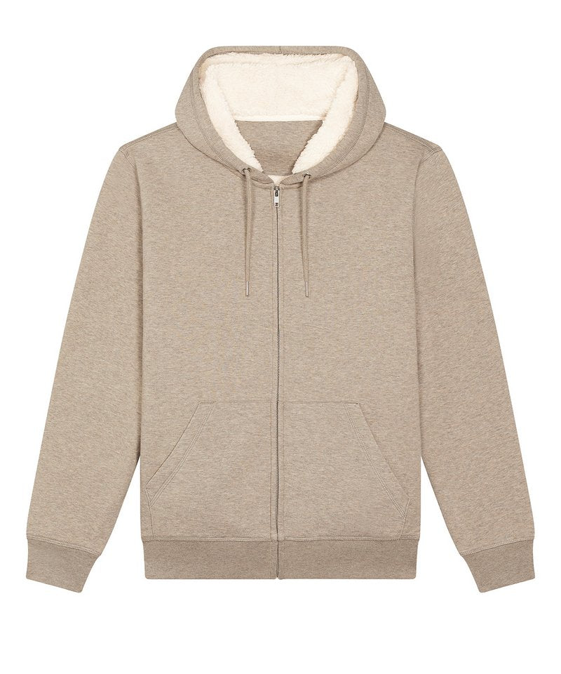 Unisex Hygger Sherpa Zip-Through Sweatshirt (Stsu956) in Heather Sand by StanleyStella — Custom branded clothing by Print Press, featuring premium embroidery produced in our specialist print lab in the UK.