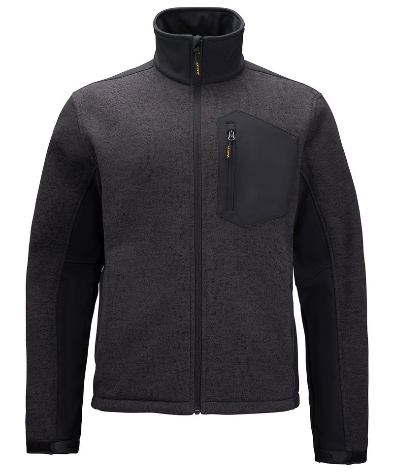 Brady Zip-Through Knitted Fleece in Black by Stanley Workwear — Custom branded clothing by Print Press, featuring premium embroidery produced in our specialist print lab in the UK.