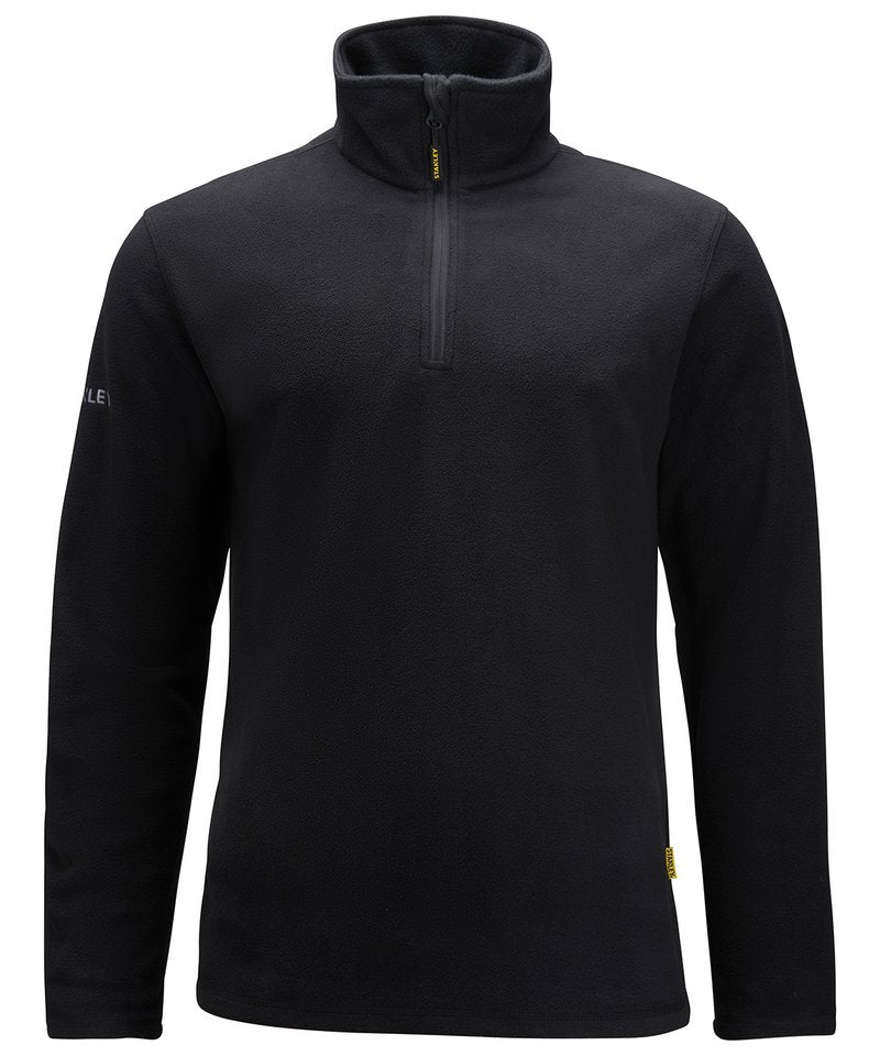 Hobson 1/4 Zip Microfleece in Black by Stanley Workwear — Custom branded clothing by Print Press, featuring premium embroidery produced in our specialist print lab in the UK.
