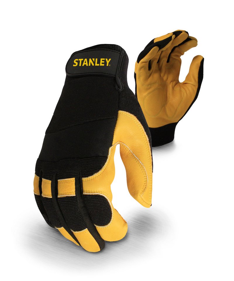 Stanley Performance Leather Hybrid Gloves in One Size Black Yellow by Stanley Workwear — Custom branded clothing by Print Press, featuring premium embroidery produced in our specialist print lab in the UK.