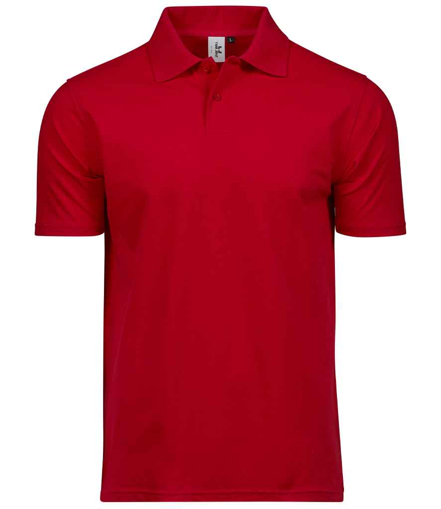 Tee Jays Power Organic Pique Polo Shirt in Red by Tee Jays — Custom branded clothing by Print Press, featuring premium embroidery produced in our specialist print lab in the UK.
