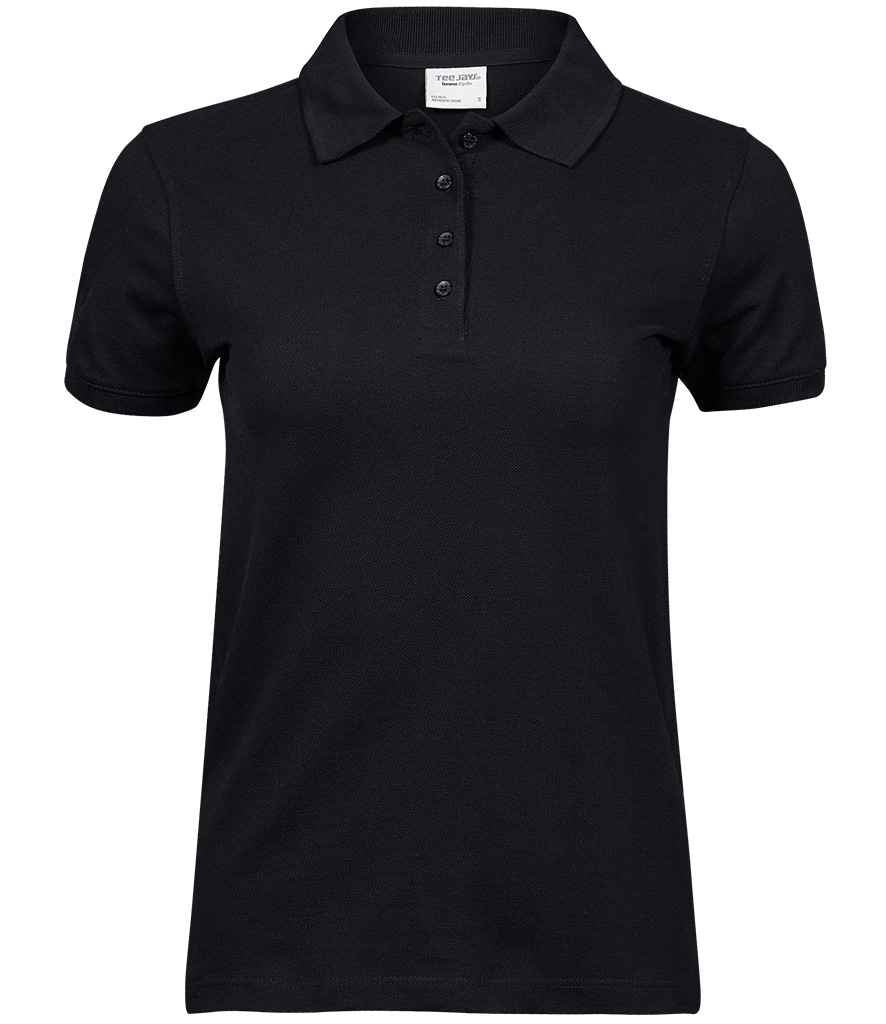 Tee Jays Ladies Heavy Cotton Pique Polo Shirt in Black by Tee Jays — Custom branded clothing by Print Press, featuring premium embroidery produced in our specialist print lab in the UK.