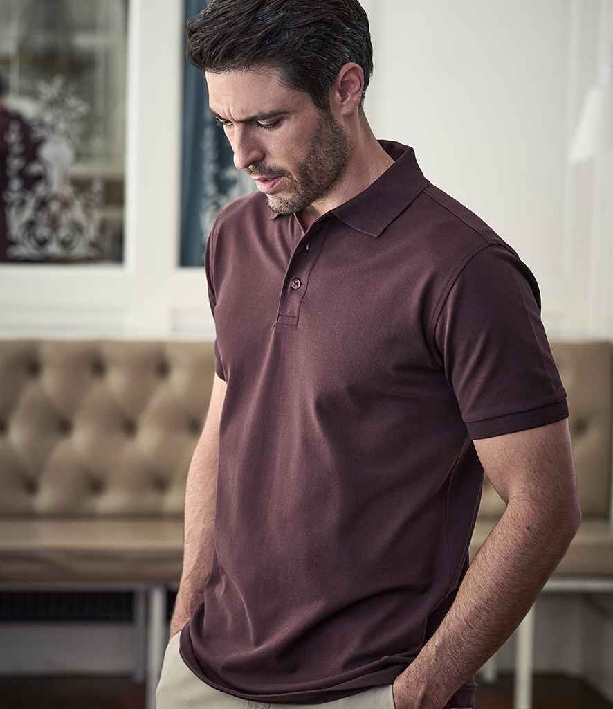 Tee Jays Luxury Stretch Pique Polo Shirt in Chocolate by Tee Jays — Custom branded clothing by Print Press, featuring premium embroidery produced in our specialist print lab in the UK.