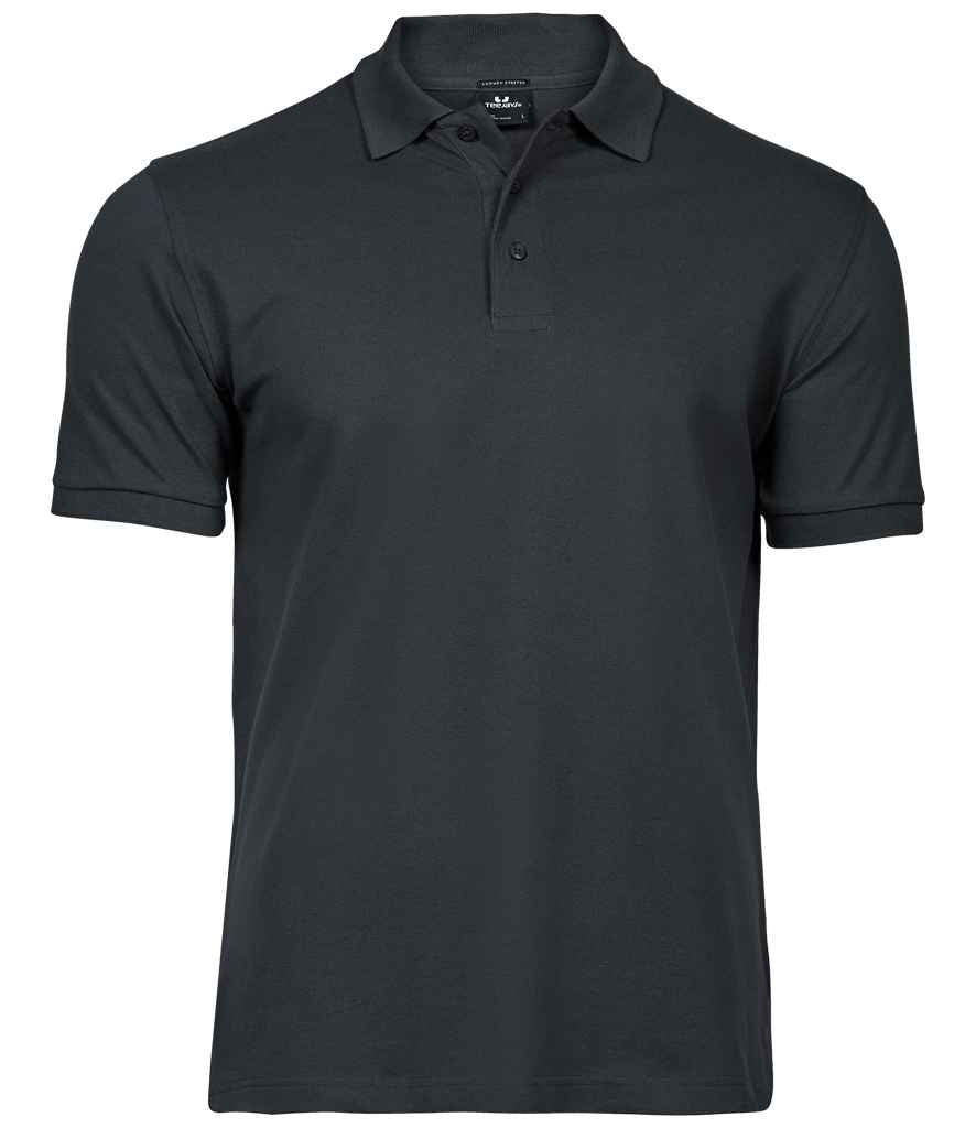 Tee Jays Luxury Stretch Pique Polo Shirt in Dark Grey by Tee Jays — Custom branded clothing by Print Press, featuring premium embroidery produced in our specialist print lab in the UK.