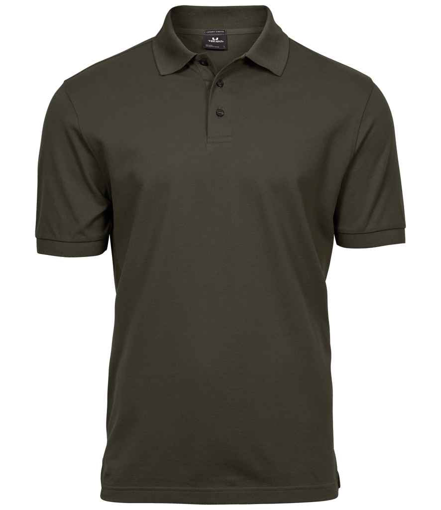 Tee Jays Luxury Stretch Pique Polo Shirt in Dark Olive by Tee Jays — Custom branded clothing by Print Press, featuring premium embroidery produced in our specialist print lab in the UK.