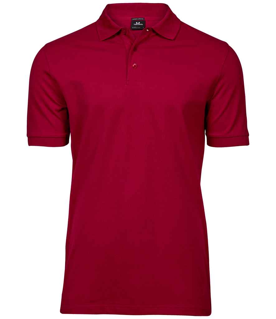 Tee Jays Luxury Stretch Pique Polo Shirt in Deep Red by Tee Jays — Custom branded clothing by Print Press, featuring premium embroidery produced in our specialist print lab in the UK.