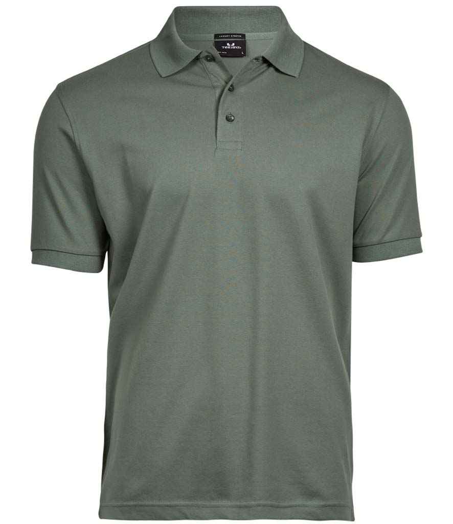 Tee Jays Luxury Stretch Pique Polo Shirt in Leaf Green by Tee Jays — Custom branded clothing by Print Press, featuring premium embroidery produced in our specialist print lab in the UK.