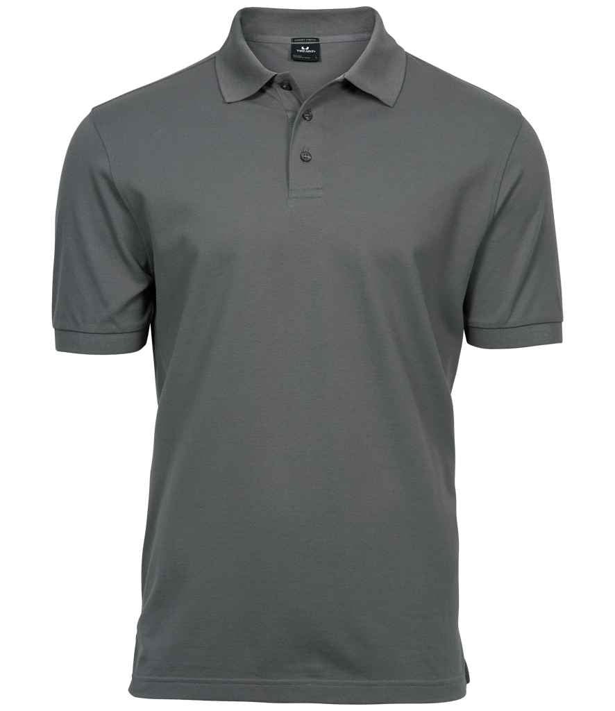 Tee Jays Luxury Stretch Pique Polo Shirt in Powder Grey by Tee Jays — Custom branded clothing by Print Press, featuring premium embroidery produced in our specialist print lab in the UK.