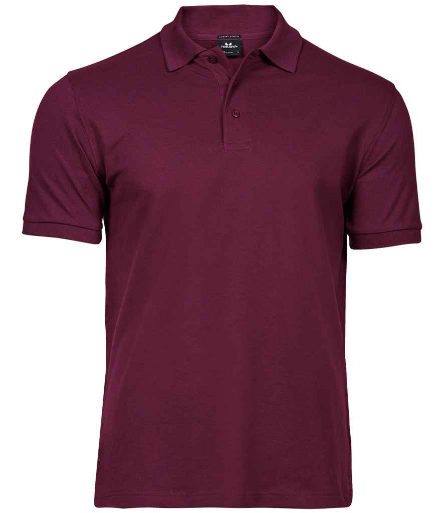 Tee Jays Luxury Stretch Pique Polo Shirt in Wine by Tee Jays — Custom branded clothing by Print Press, featuring premium embroidery produced in our specialist print lab in the UK.
