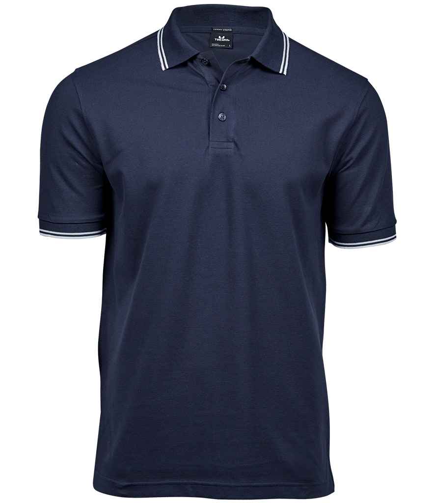 Tee Jays Luxury Stretch Tipped Polo Shirt in by Tee Jays — Custom branded clothing by Print Press, featuring premium embroidery produced in our specialist print lab in the UK.