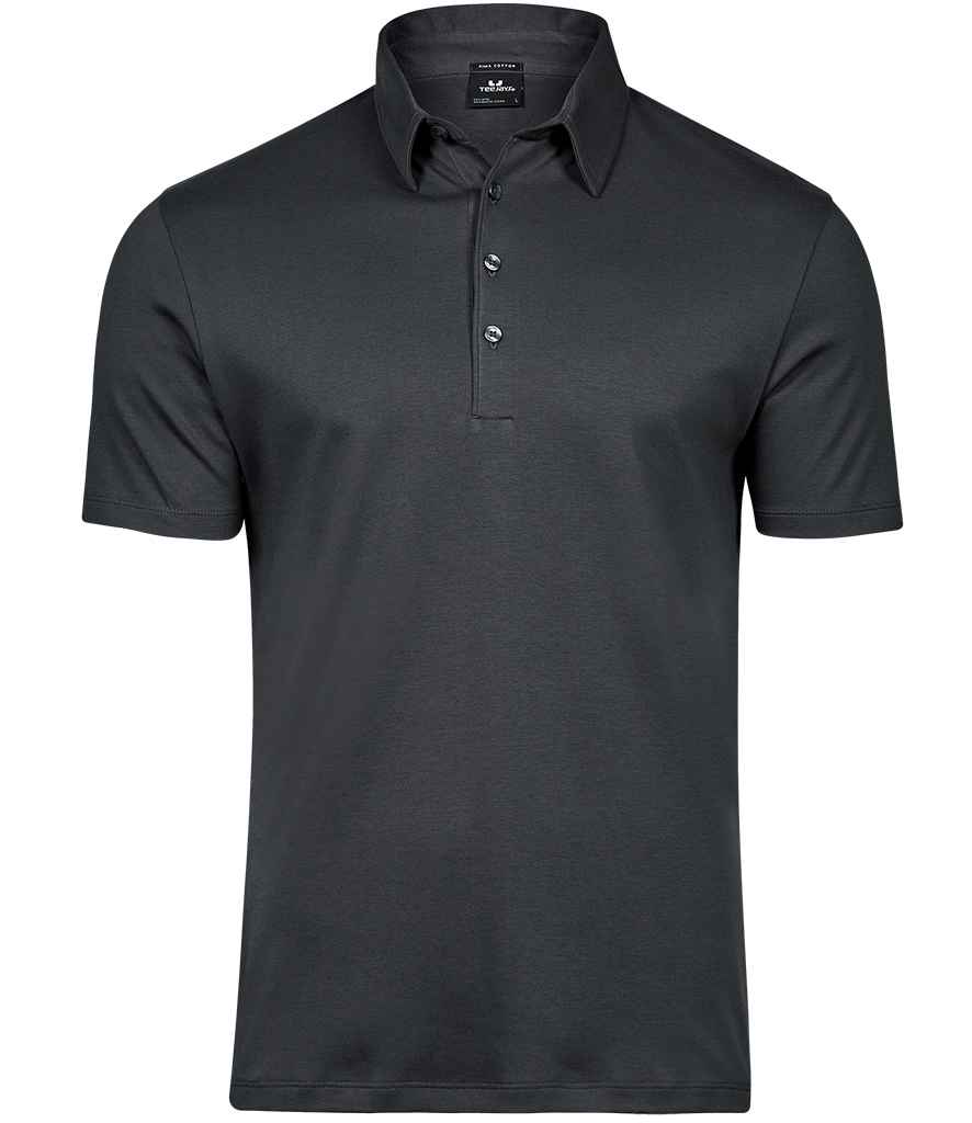 Tee Jays Pima Cotton Interlock Polo Shirt in Dark Grey by Tee Jays — Custom branded clothing by Print Press, featuring premium embroidery produced in our specialist print lab in the UK.